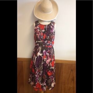 Donna Ricco New York floral purple and red multicolor dress size 6 fully lined